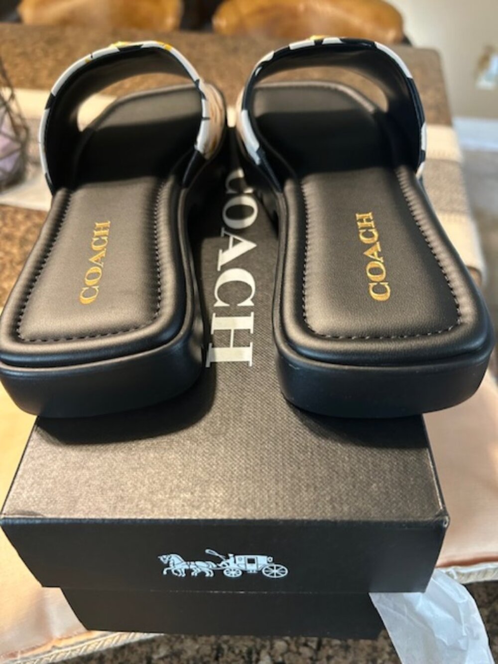 Coach Chalk Multi Florence Floral-Printed Leather Sandals - Picture 6 of 13